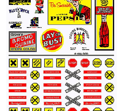 Road Product & Burmashave Signs Dry Transfer Decals Woodland Scenics