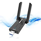 NEWFAST 5400Mbps USB WiFi Adapter for PC,Tri-band (6GHz/5GHz/2.4GHz) WiFi 6E Adapter with 2*5dBi High Gain Antennas,USB 3.0 W