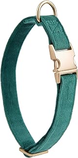 YUDOTE Ultra soft Dog Collar Natural Cotton Corduroy Large 40-66cm Bottle Green