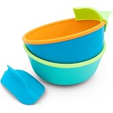 321 Grow Silicone Easy Scoop &amp; Hold Bowl Set &ndash; Adaptive Baby &amp; Toddler Feeding Bowls with Clip-On Rim and Handle &ndash; Helps Build Independence &amp; Coordination &ndash; 2 Pack &ndash; Dishwasher Safe (Ocean)