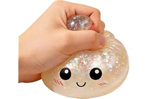 Glitter Dumpling, Dumpling Squishy, Rainbow Dumplings,, Soft Squeeze Decompression Dough (Glitter White)
