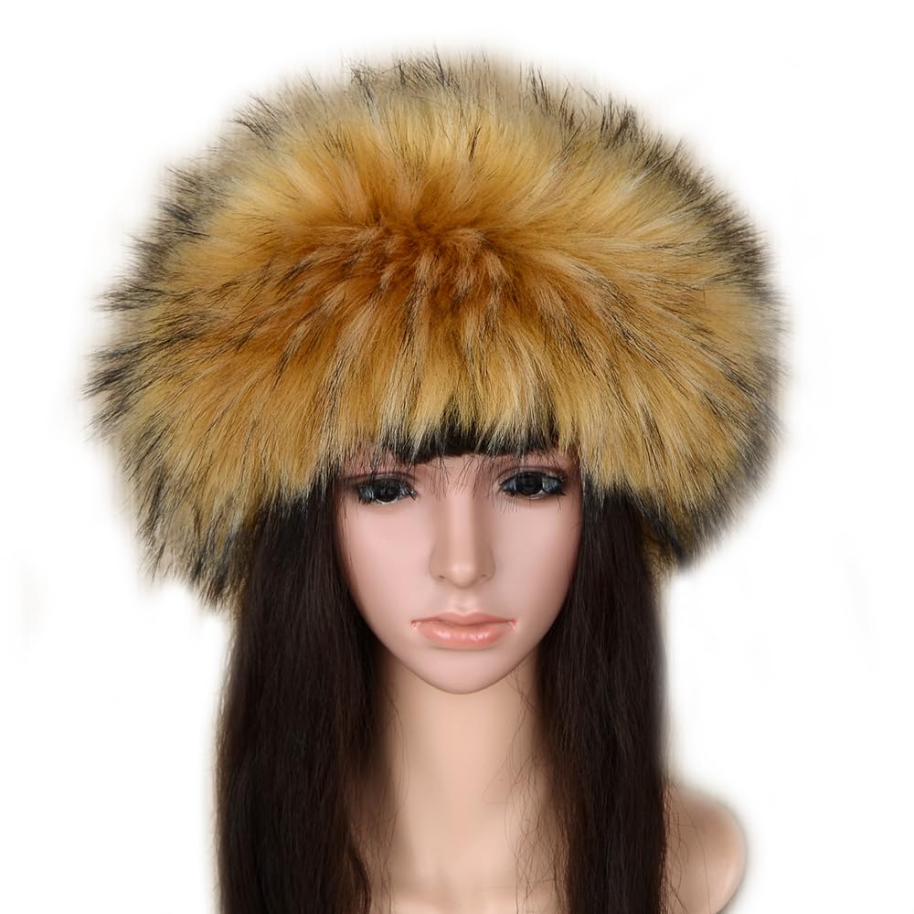 Photo 1 of ZOSCGJMY Faux Fur Headband for Women Winter Hat Earwarmer Warm Cap (Brown, One Size)