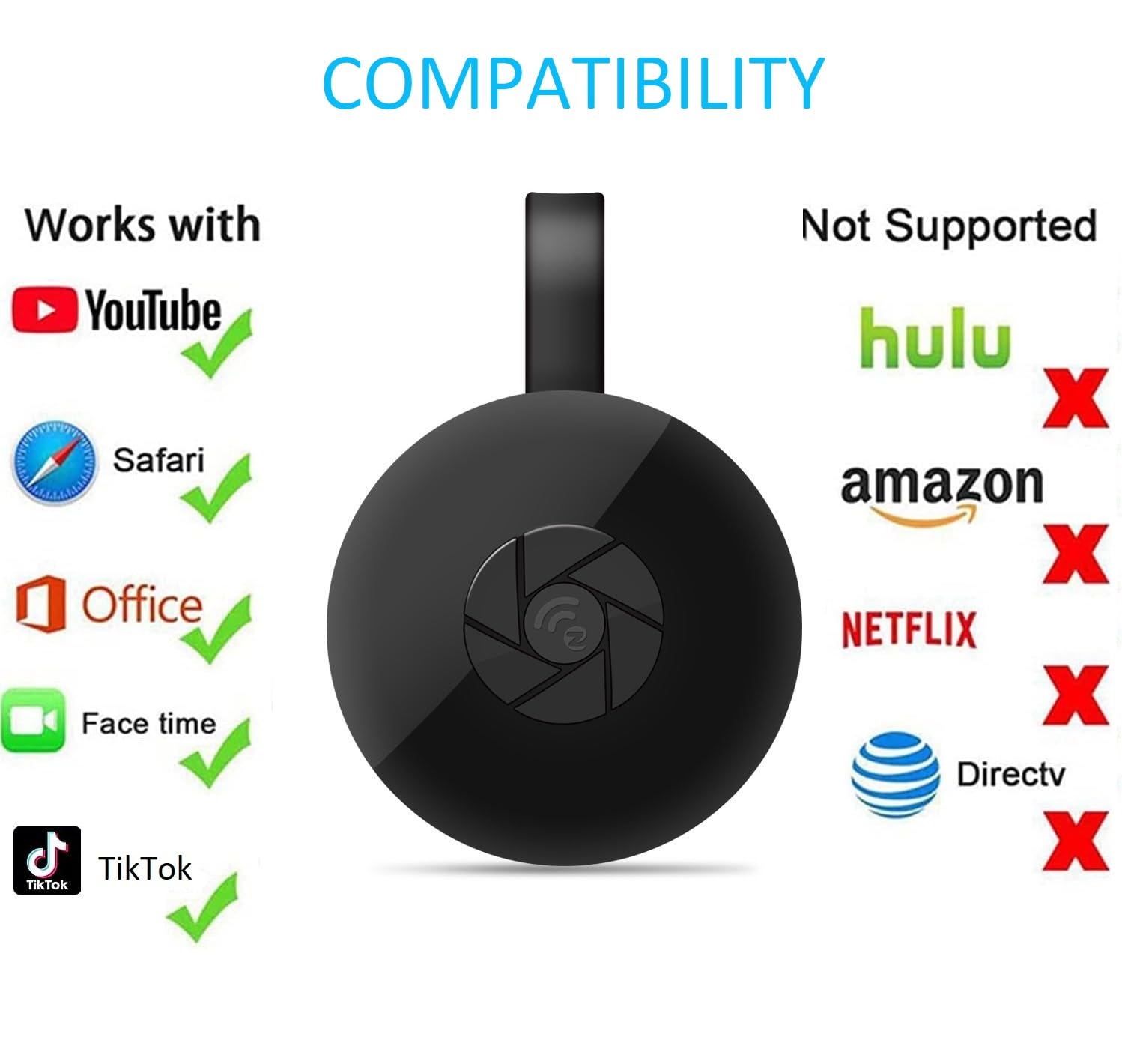 SmartSee Wireless HD Display Adapter WiFi Screen Cast Mirroring Media Streaming Dongle Receiver for Phone/PC/Tablet to HD Display TV Projector