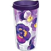 Tervis Watercolor Pansy Made in USA Double Walled Insulated Tumbler Travel Cup Keeps Drinks Cold & Hot, 16oz, Clear