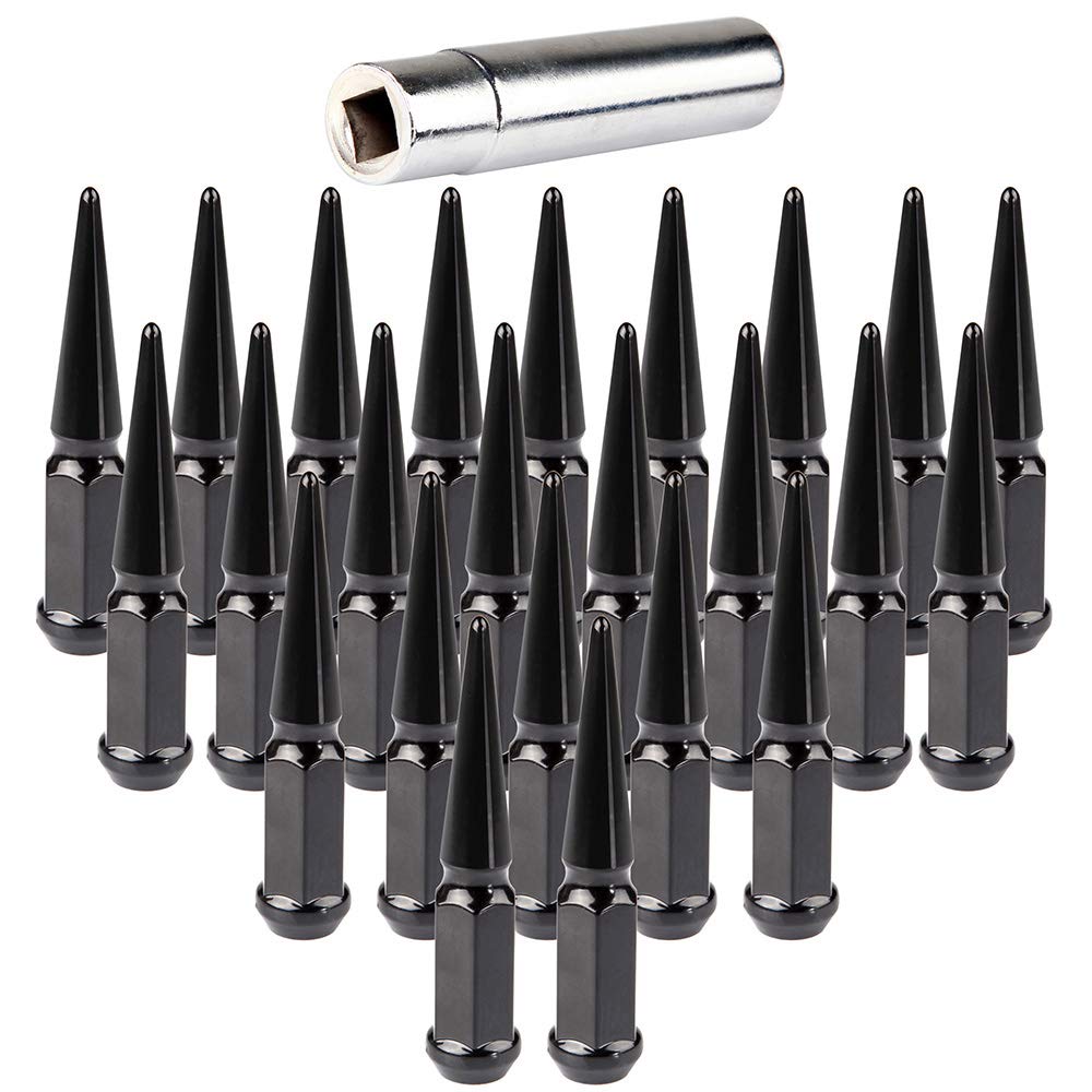 SCITOO 24PCS+1Key Black Lug Nuts Spline for 1/2" Socket Key