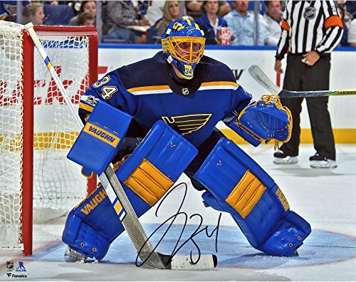 Jake Allen St. Louis Blues Autographed 8" x 10" Blue Jersey In Net Photograph - Fanatics Authentic Certified