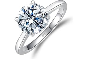 Elio Passero Engagement Rings for Women,925 Sterling Silver CZ Round Solitaire Engagement Ring with 18K Gold Plated,Promise Engagement Wedding Bands Couple Rings for Her 1.5/2/3/4/5CT