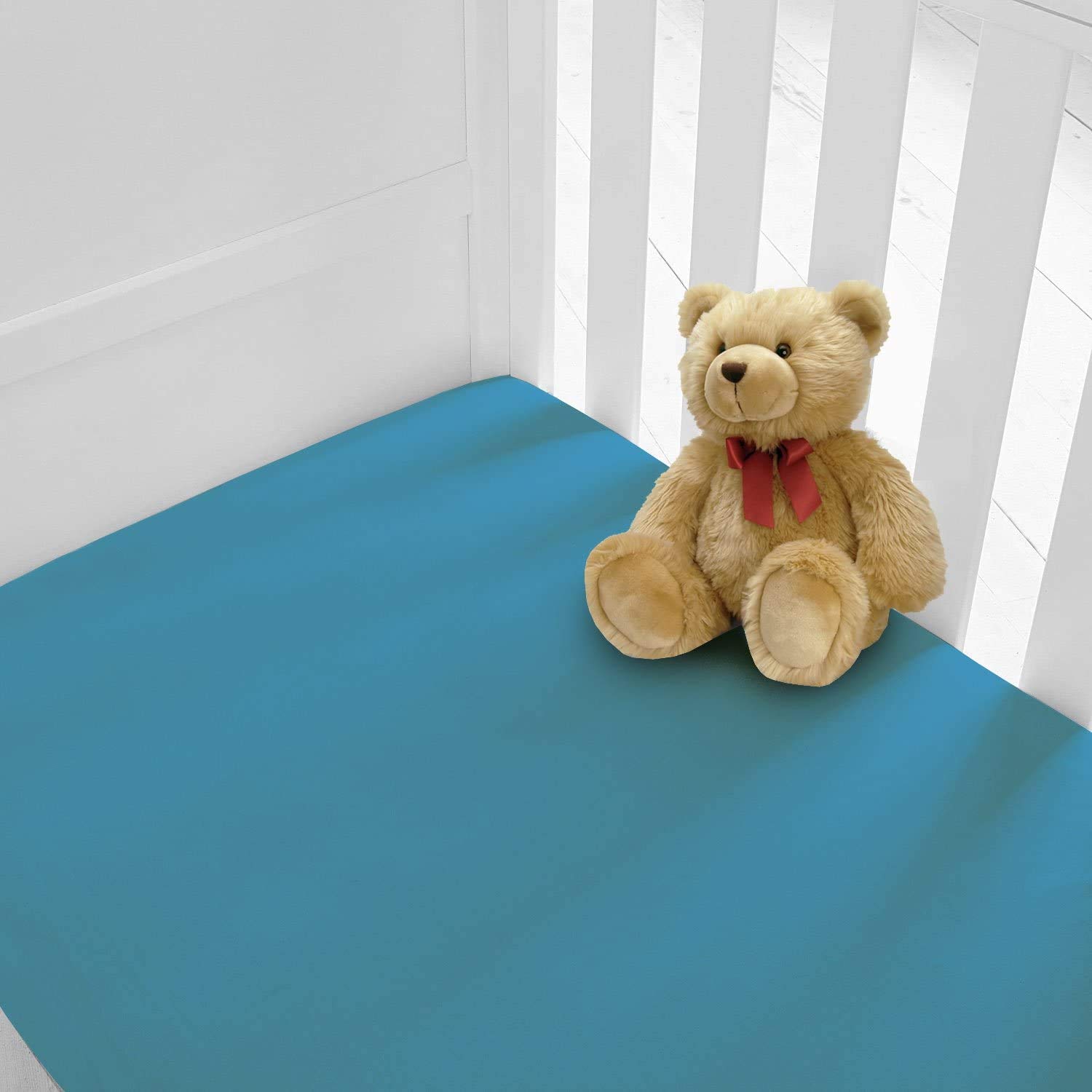 100% Egyptian Cotton Pack of 2(Two) Cot Bed Fitted cot sheets 140 x 70 fitted toddler cot bed Fitted sheet (Teal, Cot Bed Fitted Sheet)