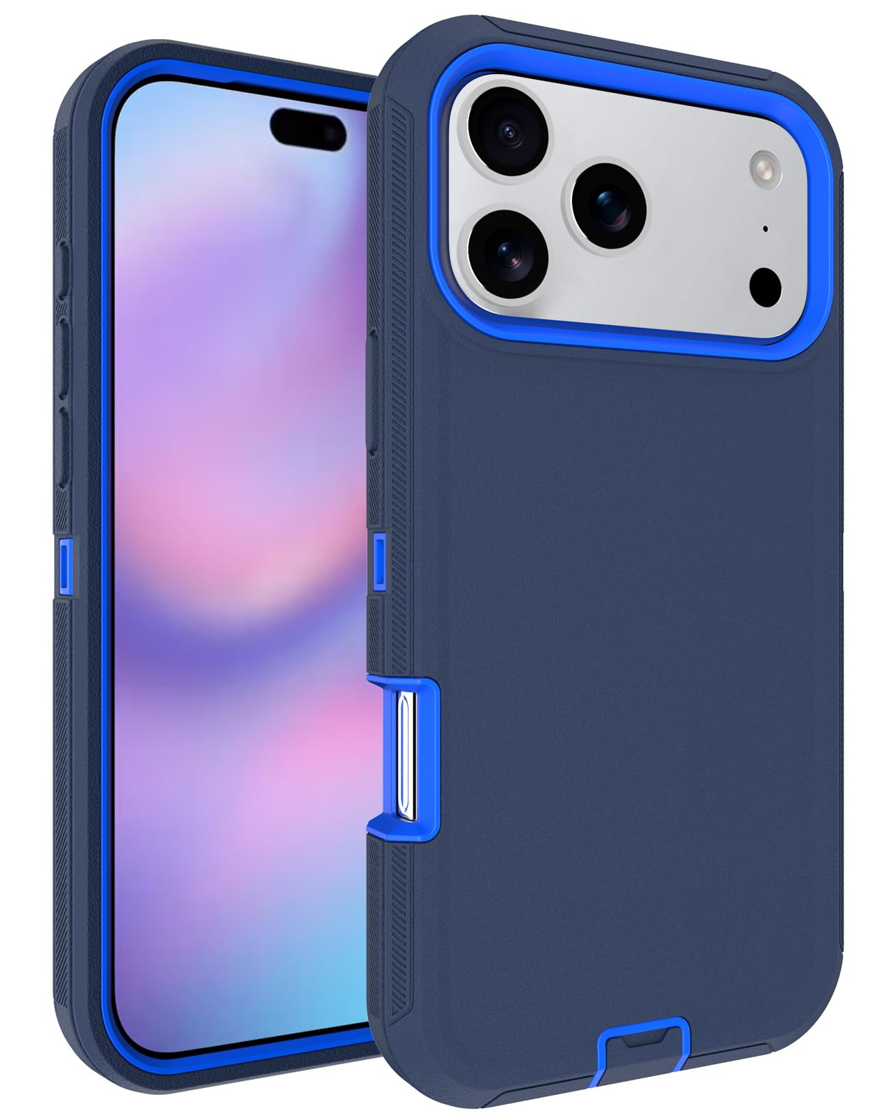 Aliruke for iPhone 17 Pro Case, 3-Layer 16ft Drop Protection, with Dustproof Port Cover, Full-Body Non-Slip Shockproof, Rugged Heavy Duty Phone Case, Blue