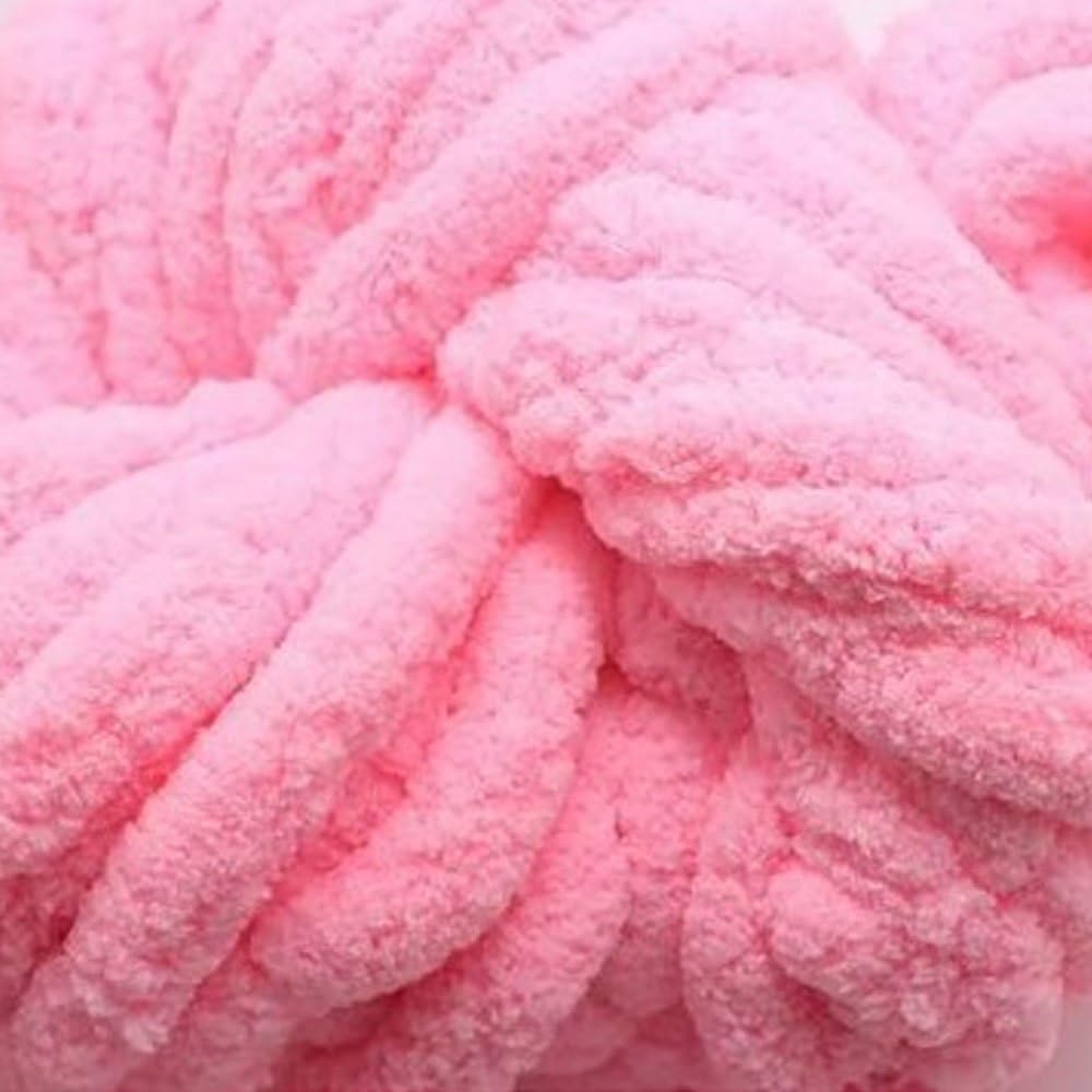 Baby Chenille Yarn Super Chunky Yarn Polyester Extreme Soft Arm Knitting Yarn for Chunky Knit Blankets,Pink Hand Knitting Yarn,1k g/ 35.28 Oz