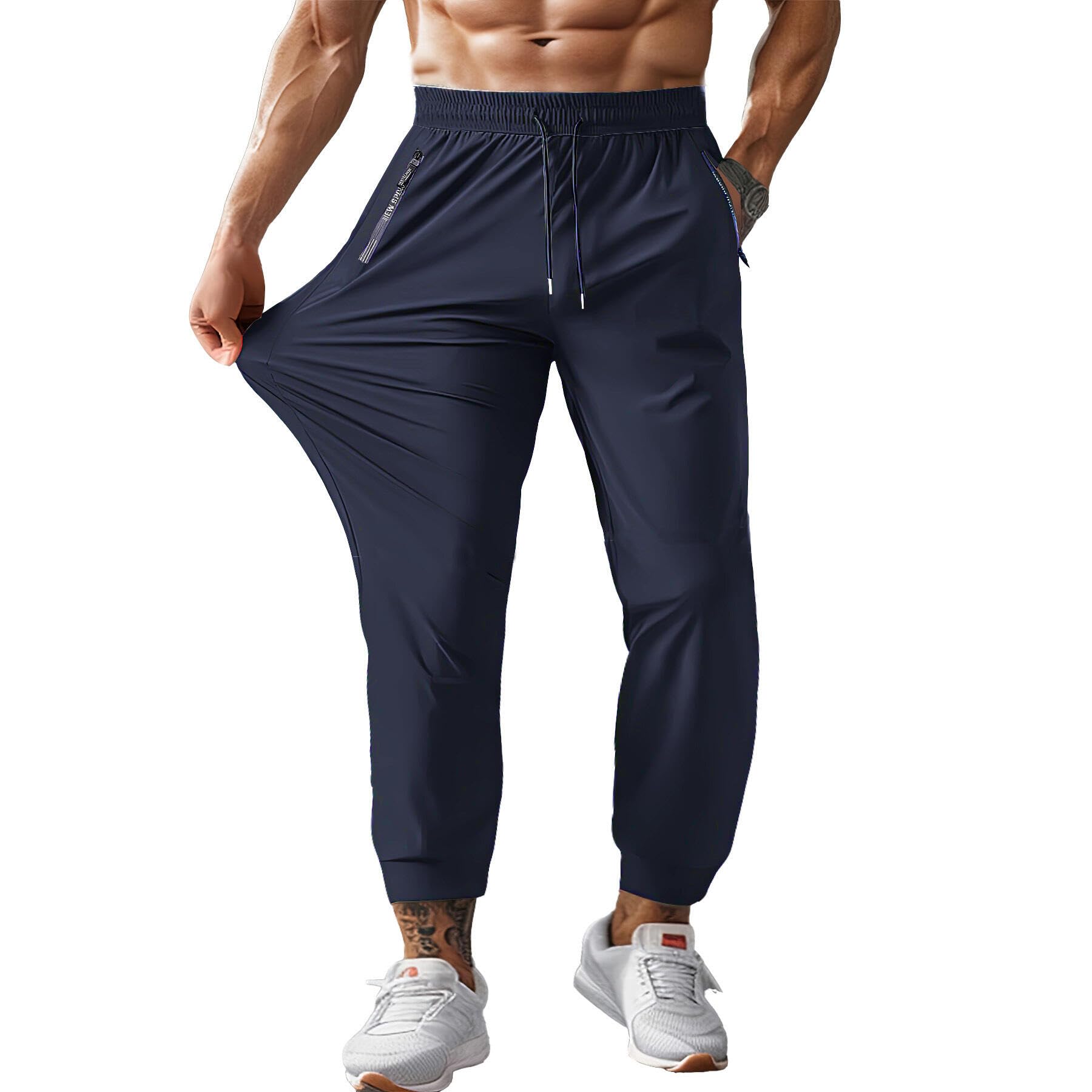Yezai Men's Jogger Pants, Training Pants, Track Pants, Training Wear, Muscle Training, Gym, Breathable, Sweat Absorbent, Quick Drying, Stretchable, Running, 3/4 Length, Sportswear