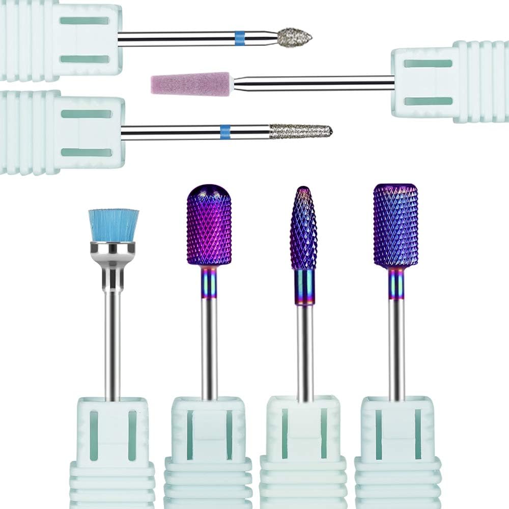 10PCS Carbide Diamond Nail Drill Bits - 3/32" Professional for Pedicure Manicure Cuticle Clean