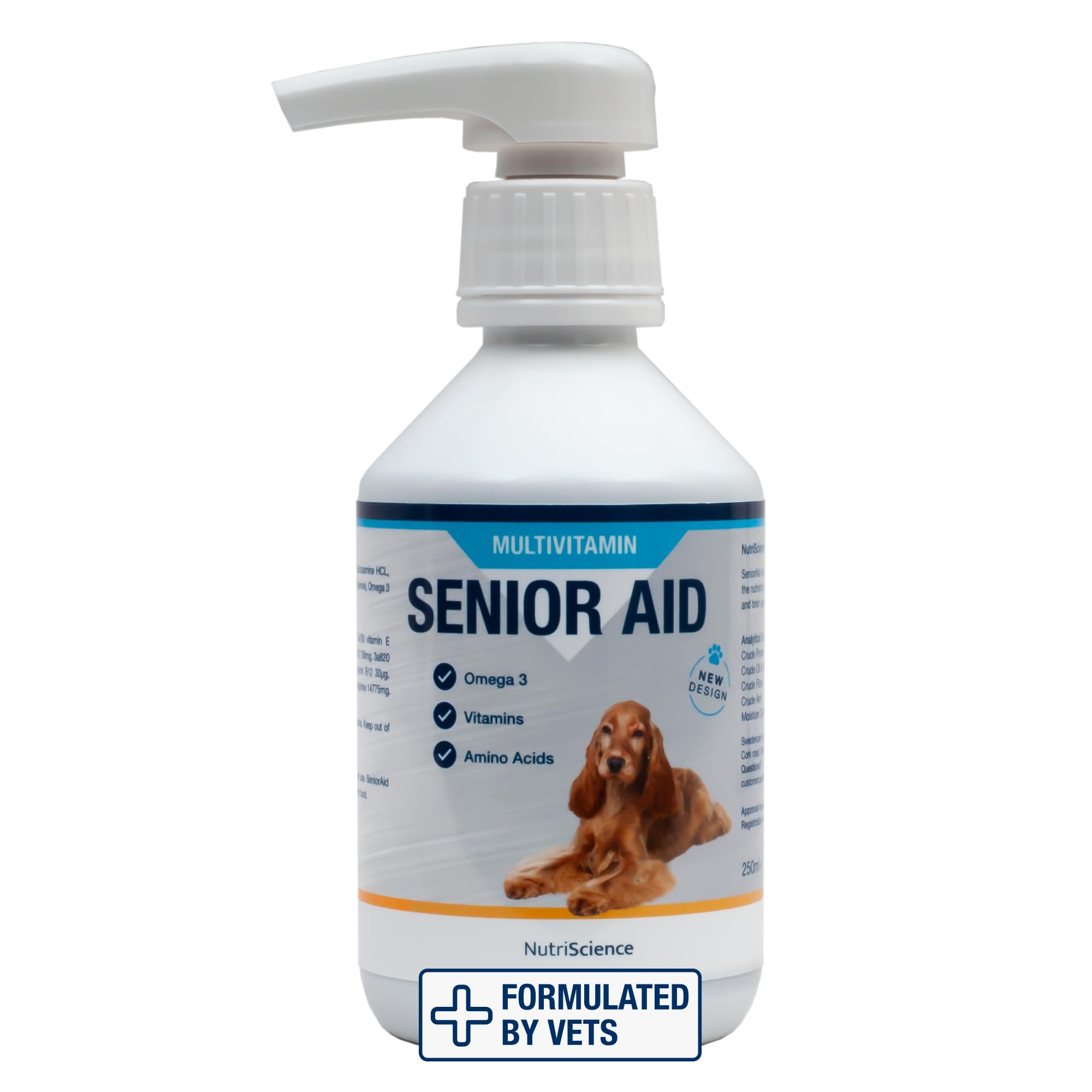 Senior Dog Supplement - Liquid Hip & Joint Support with Glucosamine, Omega 3, & Chondroitin for Mobility, Skin, Coat, & Vitality (250 ml)