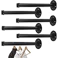 Pintuson 6 Pcs Industrial Pipe Clothes Bar 10 Inch - Wall Mount Clothing Rack - Face Out Closet Rods for Hanging Clothes Commercial Retail Boutique Laundry Shirt Display - Black