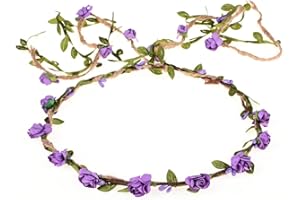 DDazzling Flower Crown Floral Wreath Headband Floral Garland Headbands photo props (Purple)