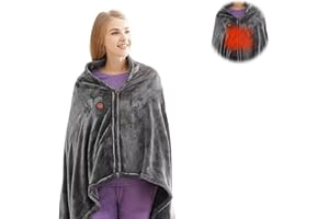 Portable Heated Shawl USB Heated Wearable Blanket with Adjustable Heating Settings 3 Levels and 9 Heating Zones Suitable for 