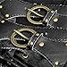 Punk Rock Man Cotton Leather Belt Sleeveless T-Shirt Front Strap Vest Bandage Casual Tank Tops (M) Black