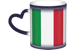 Italian Flag Print Mystical Color Changing Mug, Black to White Thermal Mug for Coffee Tea Home Office