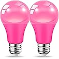 JAHEKS LED Pink Light Bulbs for Outdoor Indoor, 9W(60W Equivalent) E26 Base Pink Bulb for Christmas, Halloween,Wedding,Party,Bar,Porch,Holiday Lighting,Home Decor, 2-Pack