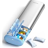 Vaydeer Metal 7 Day Pill Organizer 2 Times a Day – AM PM Weekly Travel Pill Case with Moisture-Proof Desiccant, Airtight Large Capacity Pill Box for Vitamins, Medications & Supplements (Silver)