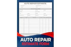 Auto Repair Estimate Form: Automotive Repair Invoice Sheets | 120 Pages (one page full, other blank).