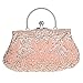 Albabara Satin Beaded Handmade Clutch Purse Evening Handbags,Pink