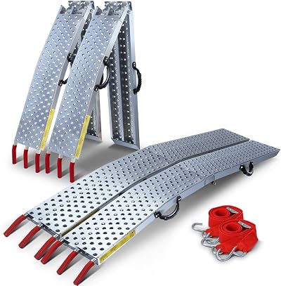 VOUNOT Set of 2 Loading Ramps 800 kg Max Foldable Galvanized Non-Slip