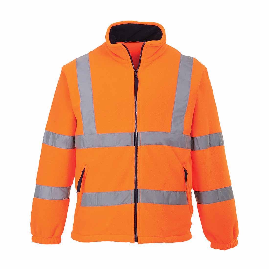Portwest F300 Hi-Vis Reflective Fleece Jacket with Pockets - CE Certified High Viz Outdoor Safety Workwear, Orange, 3XL