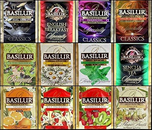 Basilur, Tea Samplers, Pure Ceylon tea Variety Pack, 12 Different ...