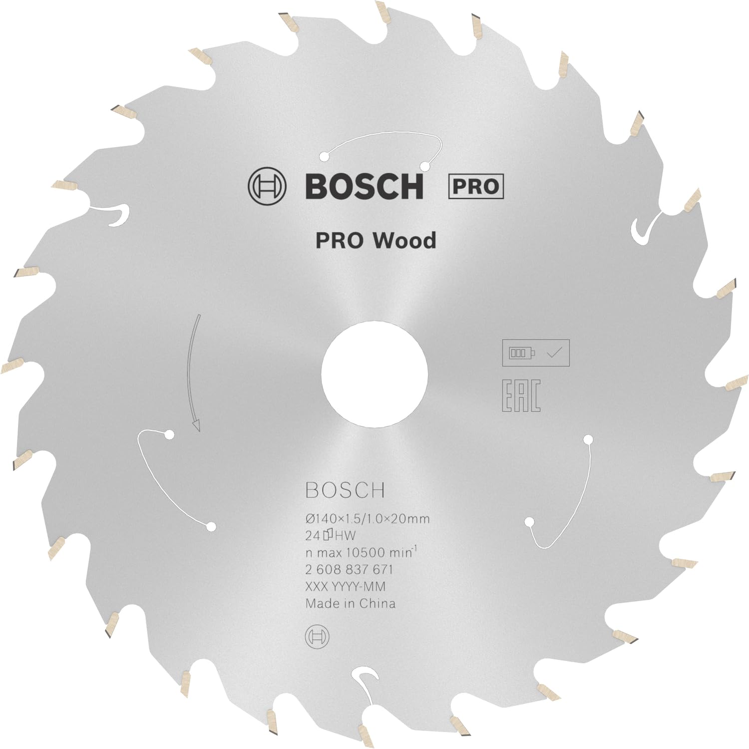 Bosch 1x PRO Wood Circular Saw Blade for Cordless Hand-Held Circular Saws (for Softwood, Hardwood, Ø mm, Professional Accessory Hand-Held Circular Saw)