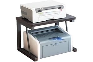 WRITECRY Printer Stand, 2-Tier Desktop Printer Shelf for 3D Laser Printer, Copier, Durable Wood Storage Organizer for Home Office Kitchen, 22.5" W*14.8" D*15" H (2-Tier, Black)