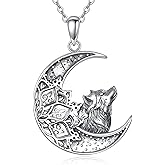 Wolf Necklace 925 Sterling Silver Wolf Pendant Necklace Jewelry Gifts for Women Lover