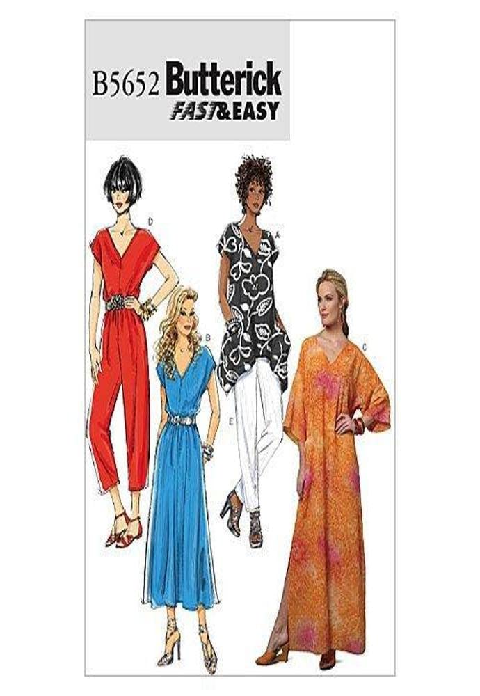 Butterick Patterns B5652 Size ZZ Large - Extra-Large - XXL Misses' Top, Dress, Caftan, Jumpsuit and Pants, Pack of 1, White
