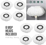 SWISSPACK Revolving Spin Mop Bucket White Pads Bundle Telescopic Handle view 2
