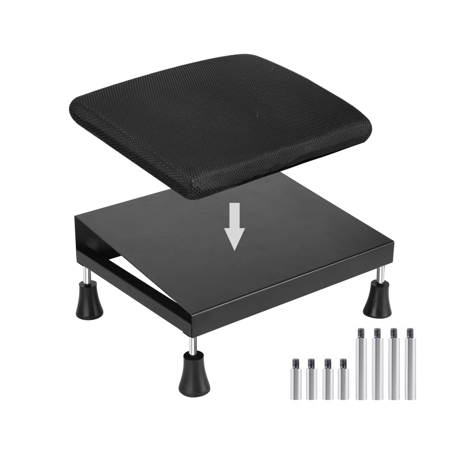 Photo 1 of Mymyth Office Foot Rest for Under Desk at Work - Iron Adjustable Ergonomic Footrest Strong & Durable - 6 Heights Foot Stool with Memory Foam Cushion - Anti-Slip for Computer Gaming - Black
