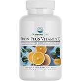 Nature's Lab Iron Plus Vitamin C Fast Melt Tablets - Gentle on The Stomach Carbonyl Iron, High Absorption for Healthy Red Blood Cells* - 120 Tablets