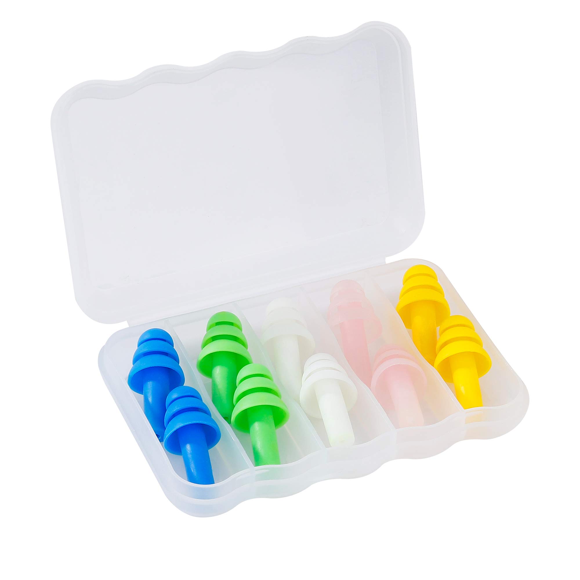 Ear Plugs for Sleeping Earplugs Reusable Soft Noise Cancelling for Adults Kids Sleeping Swimming Study Travel Concerts Assorted Color 5 Pairs