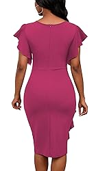 Yajedo Womens Hot Pink Dress with Short Ruffle