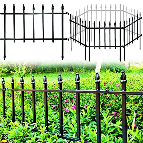 Thealyn Metall Dekorativer Gartenzaun Zaunpaneel Grenze Faltbarer Zaun Landschaftszaun für Blumenbeet, Hof, Tier Barriere (Schwarz, 45 cm H x 5.5 m L 