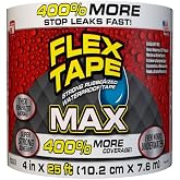 Flex Tape Strong Rubberized Waterproof Tape, White, 4 in x 25 ft, 1-Pack | Patch, bond, seal, repair, works underwater, strong adhesive, roof leaks, gutters, pipes, pools, boats, RV, UV resistant