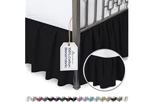 SHOPBEDDING Ruffled Bed Skirt with Split Corners - Queen, Black, 21 Inch Drop Cotton Blend Bedskirt (Available in and 16 Colors) - Blissford Dust Ruffle.