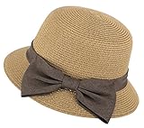 AshopZ Women's Foldable/Packable Wide Brim Braided Straw Sunhat w/Large Decorative Bow