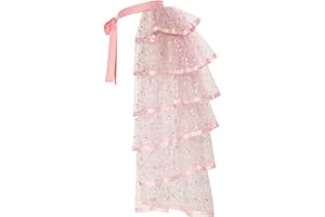 GRACEART Steampunk Sparkle Sequin Tulle Tutu Bustle Skirts 6 Layer Overskirt Tie-on Belt