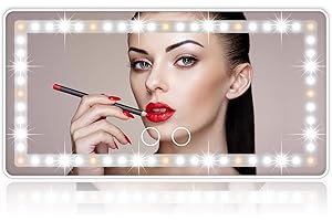 VANEXISS Car Sun Visor Vanity Mirror, with 3 Light Modes & 60 LEDs - Rechargeable Dimmable Clip-on Rear View Sun-Shading Cosmetic Makeup Mirror, Universal for Car SUV(Pure White)