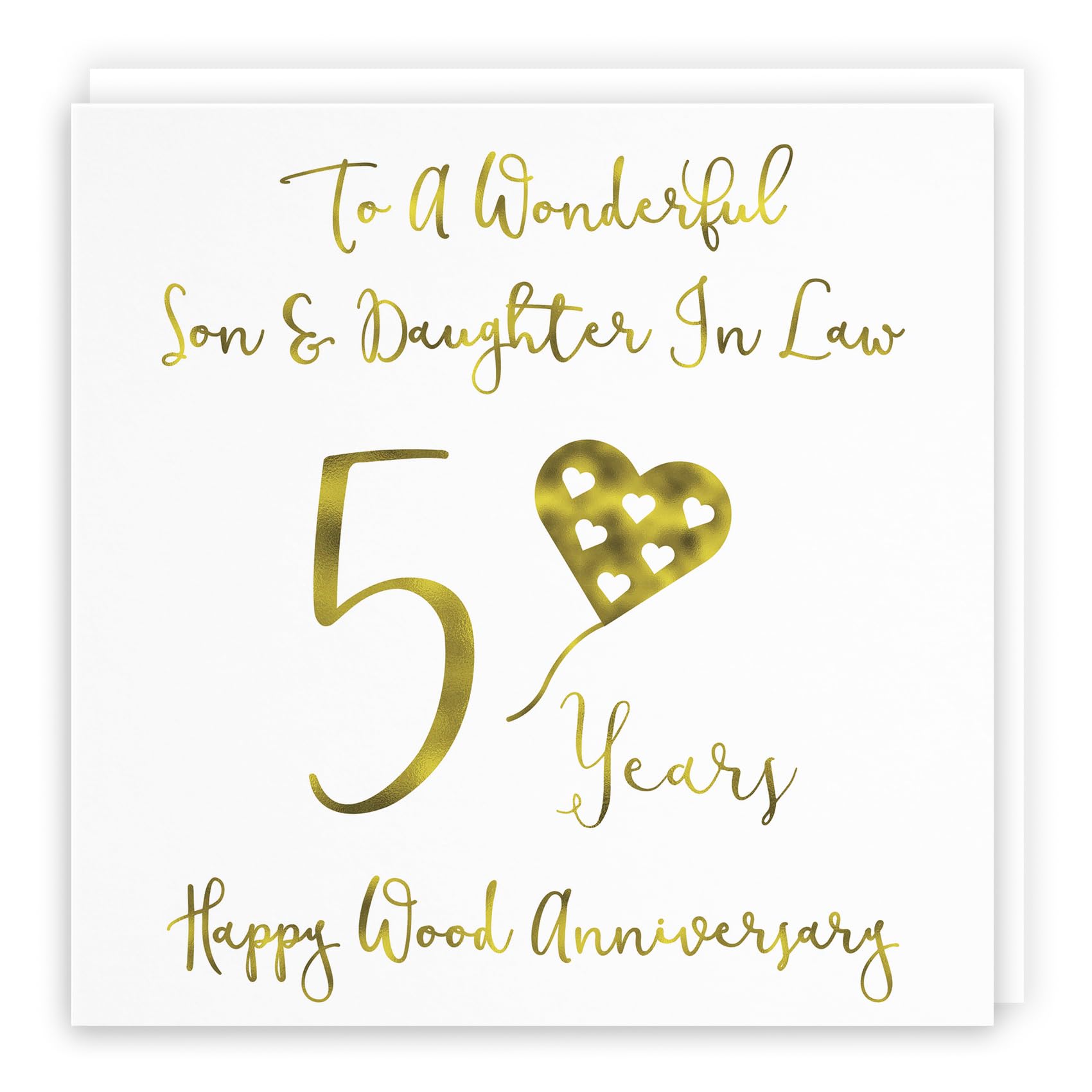 Hunts England - Son And Daughter In Law 5th Anniversary Card - To A Wonderful Son & Daughter In Law - 5 Years - Happy Wood Anniversary - Milano Collection — image 1