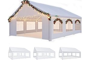 COBIZI 20x20 Tents for Parties Heavy Duty Canopy, Carpas para Fiestas with 4 Removable Sidewalls with Built-in Sandbag, UV50+, Waterproof, White