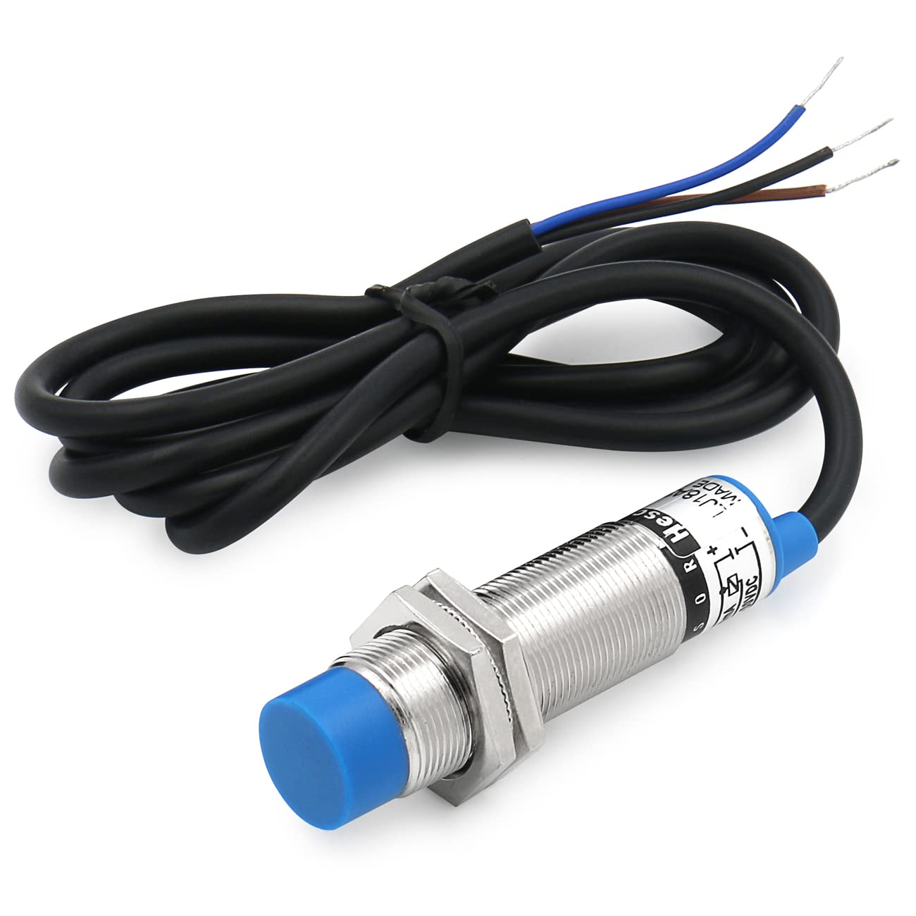 Heschen M18 Inductive Proximity Sensor Switch Non-shield Type LJ18A3-8-Z/AY Detector 8mm 10-30VDC 200mA PNP Normally Closed(NC) 3 Wire