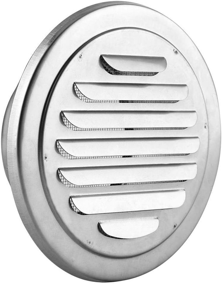 Round Air Vent Grille, Stainless Steel Wall Air Vent Flat Grille Ducting Ventilation Cover Outlet Insect Mesh