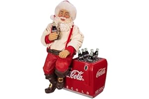 Kurt S. Adler Kurt Adler 10.5-Inch Coca-Cola Santa Sitting on Cooler Table Piece, Multi