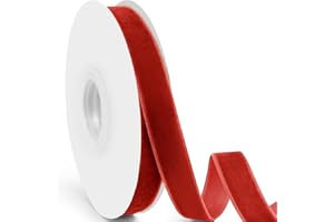 Quhora Velvet Ribbon, 5/8 Inch X 25 Yd with Spool, Red Velvet Ribbon- Ideal for Crafts, Gifts, Bows, Christmas Trees, Weddings, and Ornaments